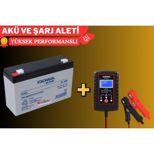 Yokohama 6 Volt 12 Amper Akü ve Ucomen 6/12 Volt 2 Amper Şarj Aleti Yokohama 6 Volt 12 Amper Akü ve Ucomen 6/12 Volt 2 Amper Şarj Aleti